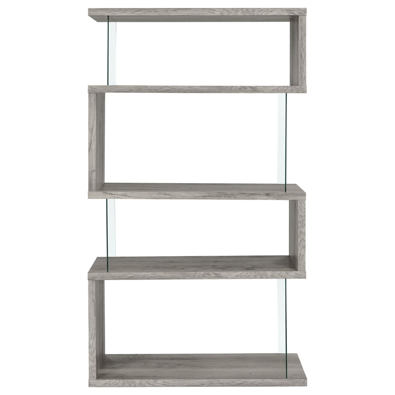 Coaster Furniture Emelle 802340 4-Shelf Bookcase With Glass Panels - Grey Driftwood IMAGE 5