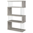 Coaster Furniture Emelle 802340 4-Shelf Bookcase With Glass Panels - Grey Driftwood IMAGE 6