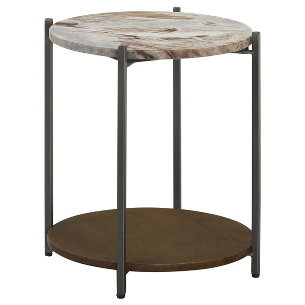 Coaster Furniture Noemie 931204 Round Accent Table with Marble Top - White/Gunmetal IMAGE 1