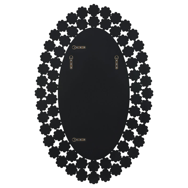 Coaster Furniture Colleen 961615 31 x 47 Inch Oval Wall Mirror Crystal Flowers - Silver IMAGE 4