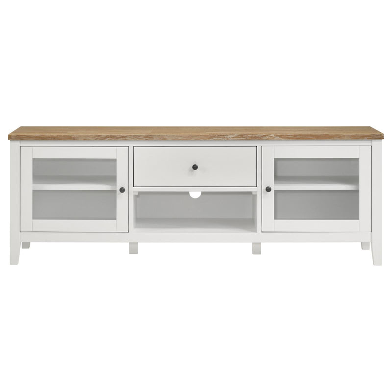 Coaster Furniture Hollis 708253 2-door Wood 67" TV Stand with Drawer - Brown and White IMAGE 4