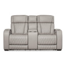 Signature Design by Ashley Boyington Power Reclining Leather Match Loveseat with Console U2710518 IMAGE 3