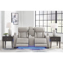 Signature Design by Ashley Boyington Power Reclining Leather Match Loveseat with Console U2710518 IMAGE 7