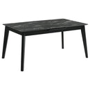  Coaster Furniture Crestmont 121251 78-inch Extension Dining Table - Black Faux Marble IMAGE 4