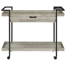 Coaster Furniture Ventura 181005 2-Tier Bar Cart with Storage Drawer - Grey Driftwood IMAGE 4