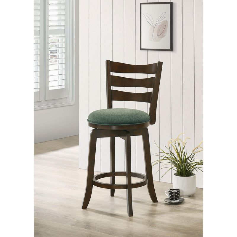 Coaster Furniture Murphy 181378 Ladder Back Counter Height Swivel Bar Stool - Dark Cherry/Hunter Green IMAGE 2