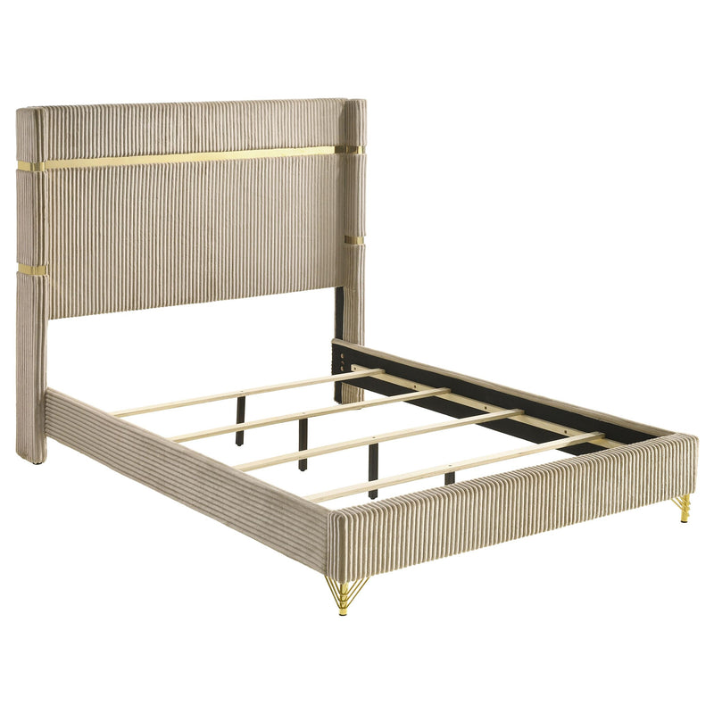 Coaster Furniture Lucia 224731Q 61-inch Upholstered Queen Wingback Bed - Beige IMAGE 1