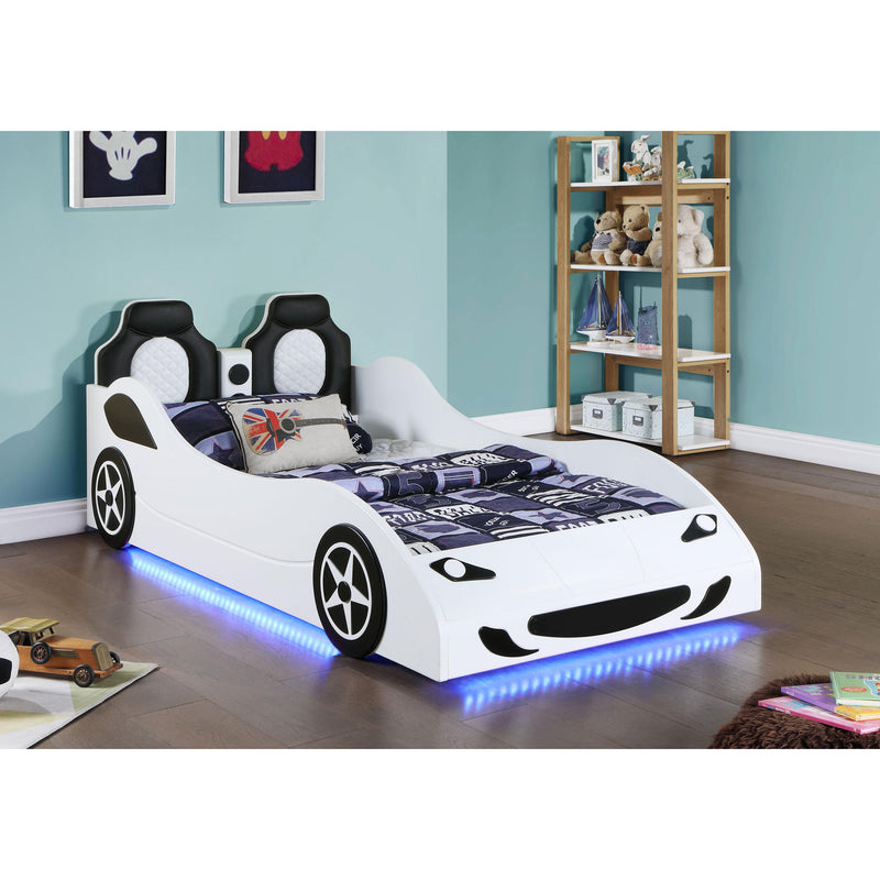 Coaster Furniture Cruiser 400477 Wood Twin LED Race Car Bed - White IMAGE 2
