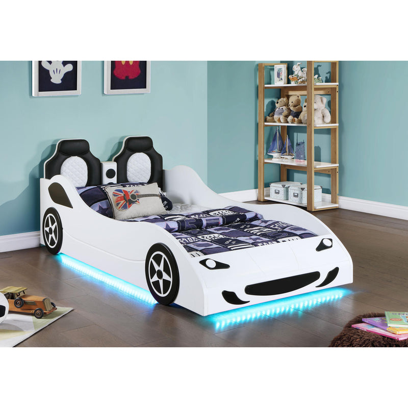 Coaster Furniture Cruiser 400477 Wood Twin LED Race Car Bed - White IMAGE 3