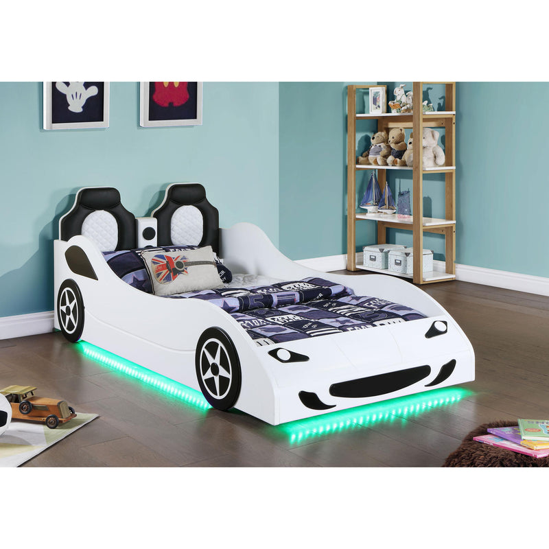 Coaster Furniture Cruiser 400477 Wood Twin LED Race Car Bed - White IMAGE 4
