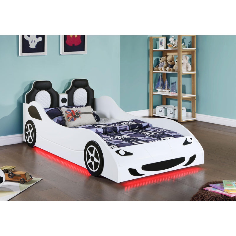 Coaster Furniture Cruiser 400477 Wood Twin LED Race Car Bed - White IMAGE 6