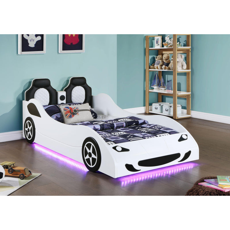 Coaster Furniture Cruiser 400477 Wood Twin LED Race Car Bed - White IMAGE 7