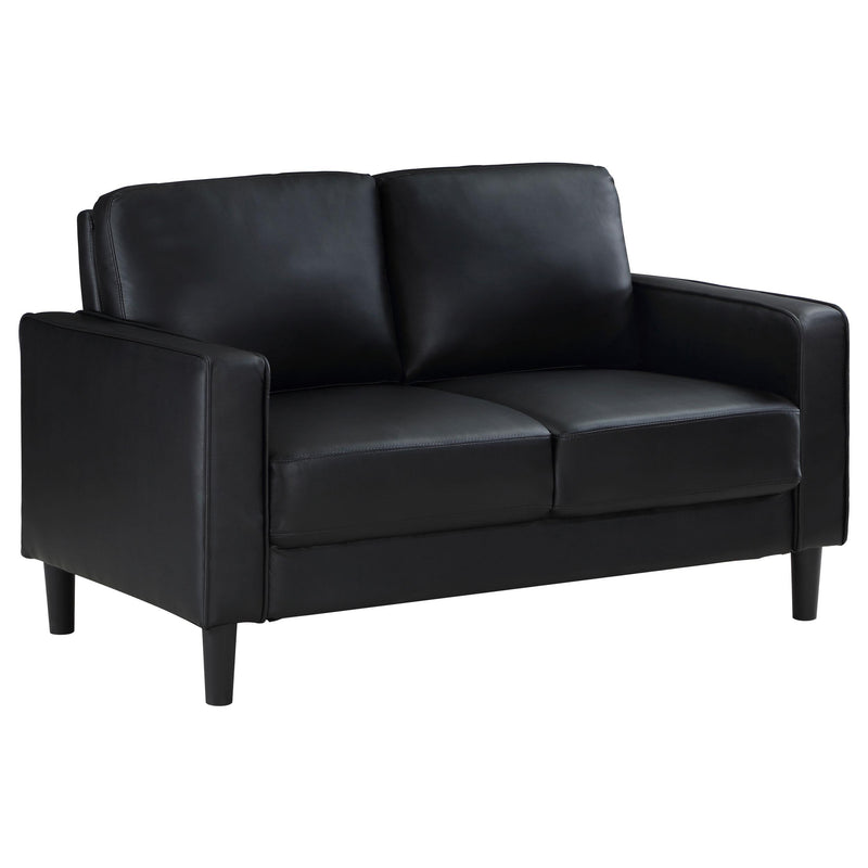  Coaster Furniture Ruth 508362 Upholstered Track Arm Loveseat - Black IMAGE 1