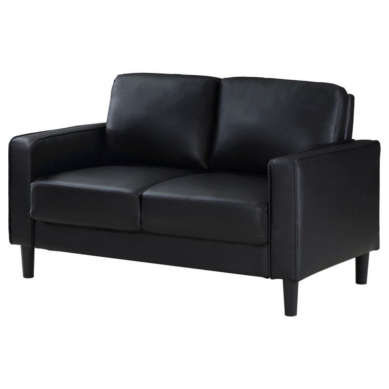  Coaster Furniture Ruth 508362 Upholstered Track Arm Loveseat - Black IMAGE 4