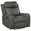  Coaster Furniture Raelynn 603193 Upholstered Track Arm Recliner - Grey IMAGE 1