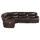 Coaster Furniture Sycamore 610190P Upholstered Power Reclining Sectional Sofa - Brown IMAGE 4