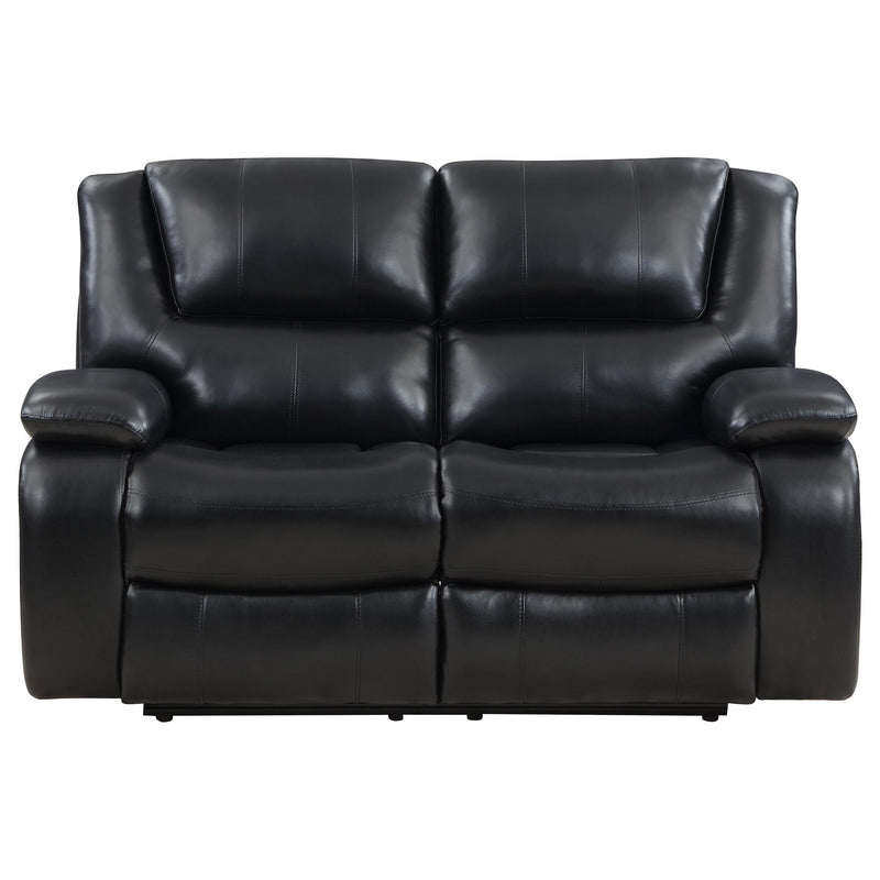  Coaster Furniture Camila 610245 Upholstered Motion Reclining Loveseat - Black IMAGE 5