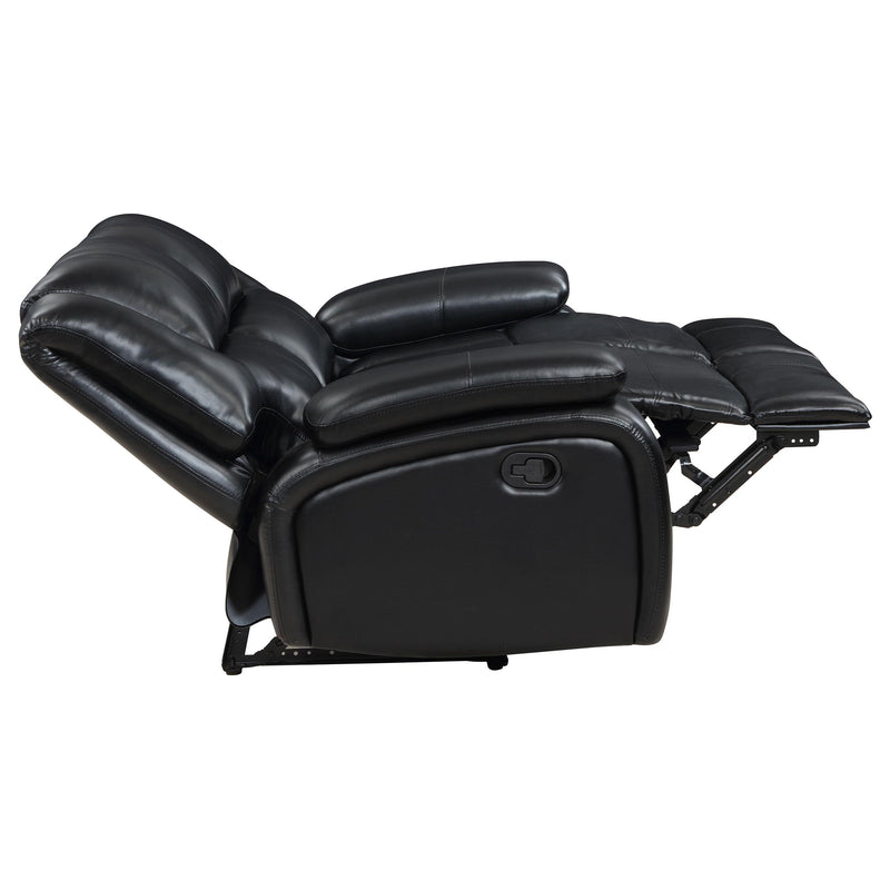  Coaster Furniture Camila 610245 Upholstered Motion Reclining Loveseat - Black IMAGE 7