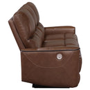  Coaster Furniture Greenfield 610264P Upholstered Power Reclining Sofa - Saddle Brown IMAGE 5