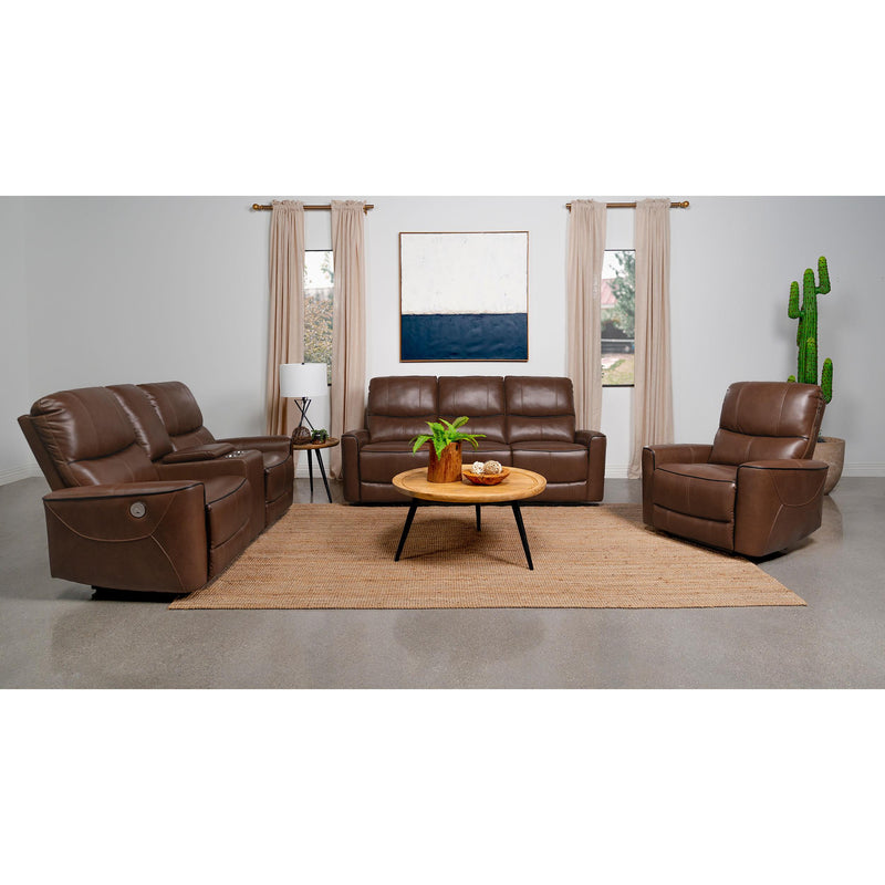  Coaster Furniture Greenfield 610264P Upholstered Power Reclining Sofa - Saddle Brown IMAGE 8