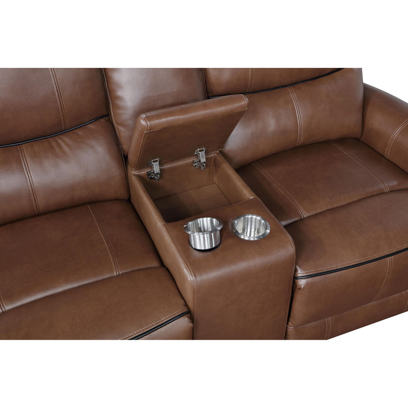 Coaster Furniture Greenfield 610265P Upholstered Power Reclining Loveseat - Saddle Brown IMAGE 11