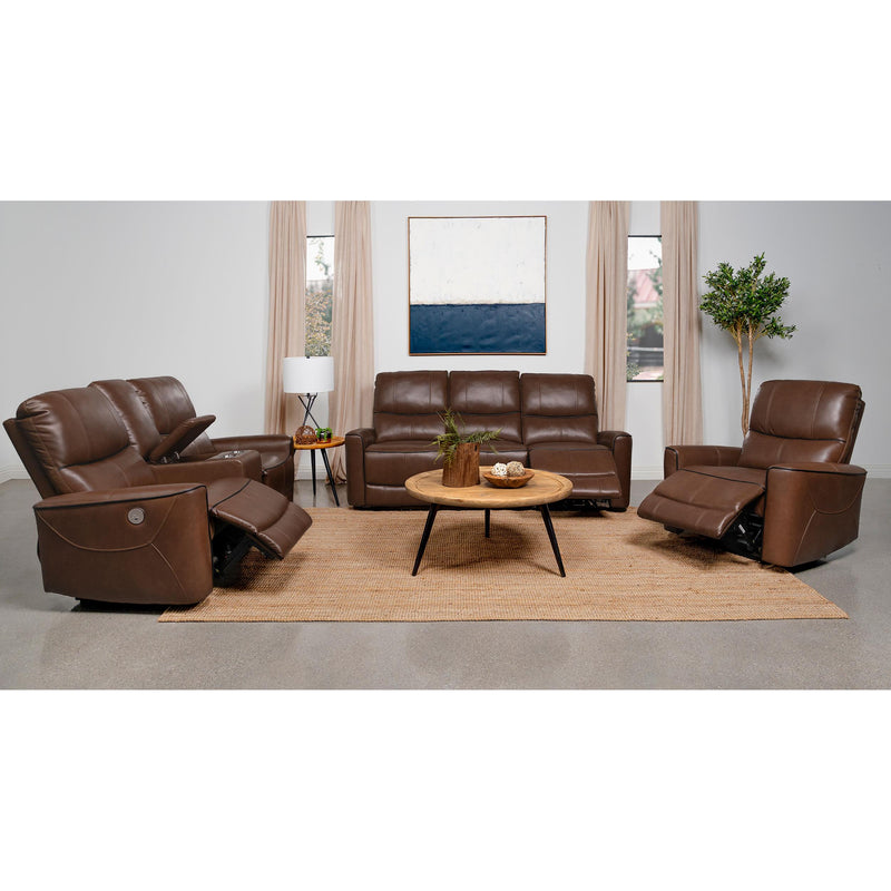 Coaster Furniture Greenfield 610265P Upholstered Power Reclining Loveseat - Saddle Brown IMAGE 9