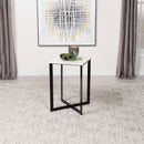  Coaster Furniture Tobin 707697 Square Marble Top End Table - White and Black IMAGE 2