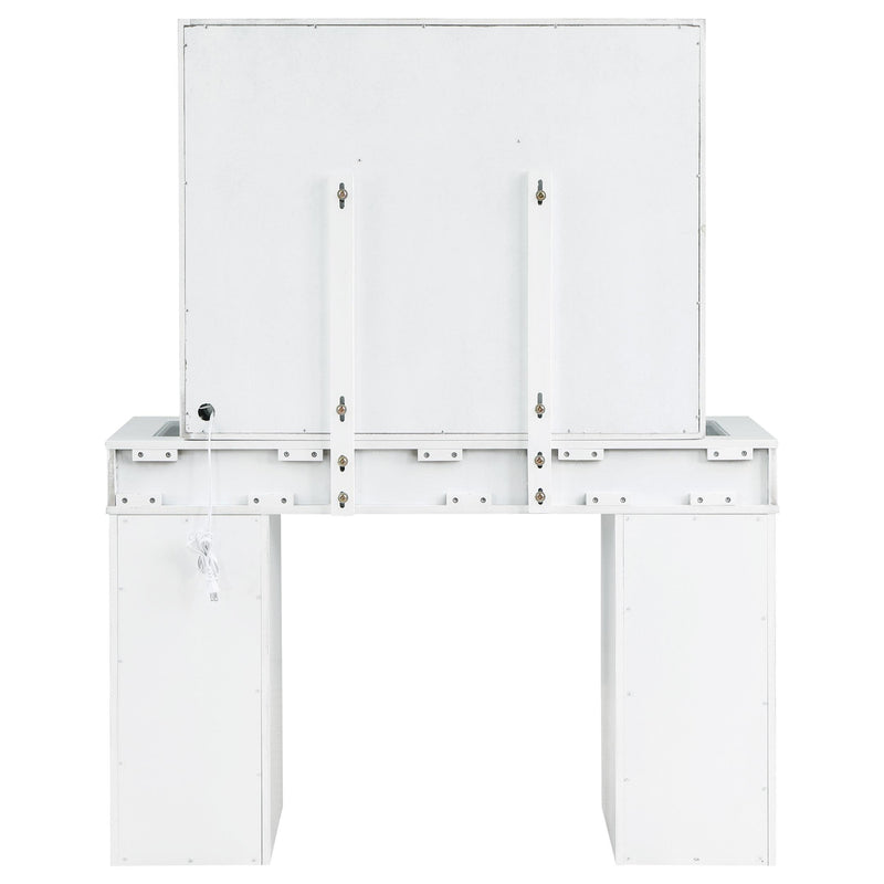 Coaster Furniture Regina 930245 3-Piece Makeup Vanity Table Set Hollywood Lighting - White/Mirror IMAGE 8