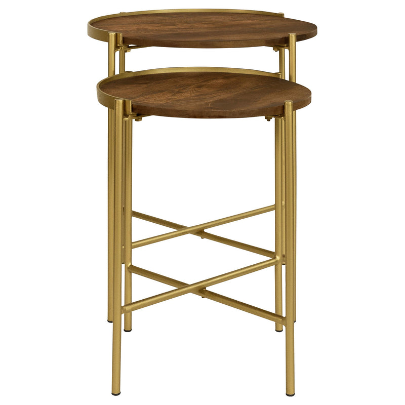 Coaster Furniture Malka 936168 2-Piece Round Nesting Table - Dark Brown/Gold IMAGE 5