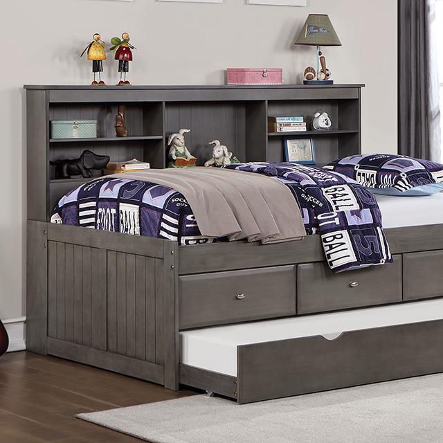 Furniture of America Tibalt FOA7466GY-T Twin Bed w/ Trundle IMAGE 1