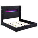  Coaster Furniture Tisdall 306031KW Upholstered Cal King Flame Visualizer Bed - Black IMAGE 2