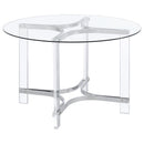 Coaster Furniture Keeling 108501 47-inch Round Glass Top Acrylic Dining Table - Chrome IMAGE 1