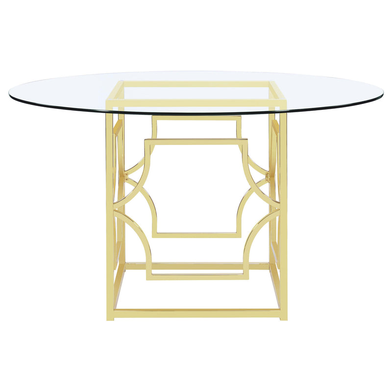  Coaster Furniture Starlight 192641BG Round 54-inch Glass Top Metal Dining Table - Brass IMAGE 3