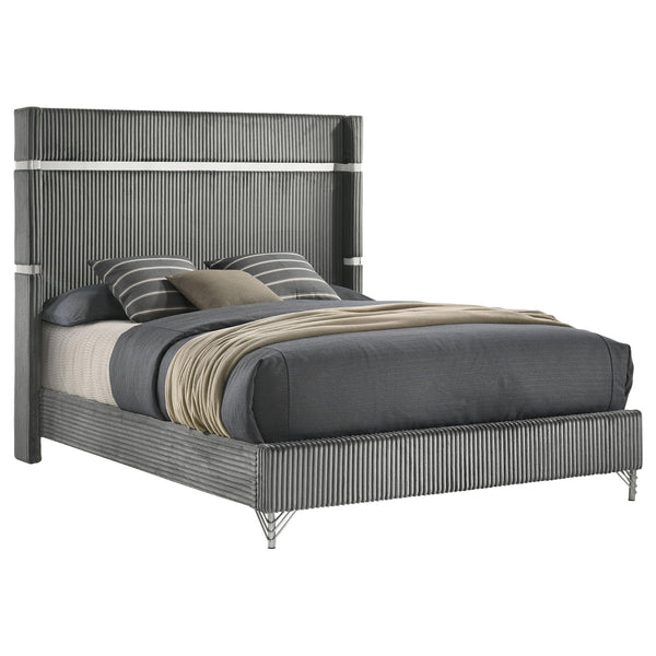  Coaster Furniture Lucia 224991Q 61-inch Upholstered Queen Wingback Bed - Grey IMAGE 1