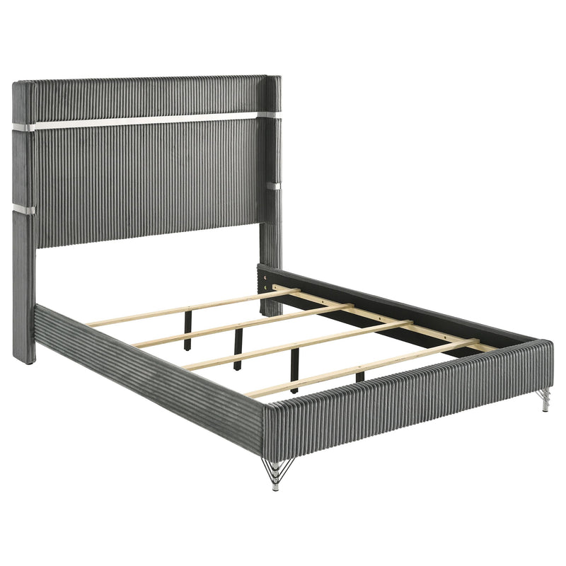  Coaster Furniture Lucia 224991Q 61-inch Upholstered Queen Wingback Bed - Grey IMAGE 3