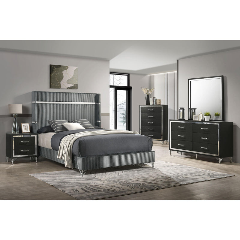  Coaster Furniture Lucia 224991Q 61-inch Upholstered Queen Wingback Bed - Grey IMAGE 5