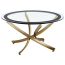  Coaster Furniture Brooke 707888-SET 3-piece Round Glass Top Coffee Table Set - Brass IMAGE 4
