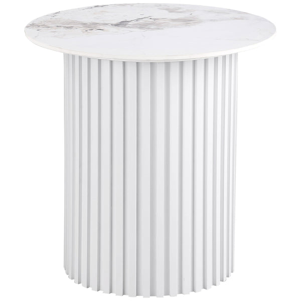  Coaster Furniture Rowena 708337 Round Sintered Stone End Table - White Faux Marble IMAGE 1