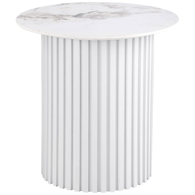  Coaster Furniture Rowena 708337 Round Sintered Stone End Table - White Faux Marble IMAGE 1