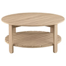  Coaster Furniture Fowler 710288 1-shelf Round Engineered Wood Coffee Table - Natural IMAGE 3