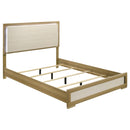  Coaster Furniture Hyland 215651Q Wood Queen LED Panel Bed - Natural and White IMAGE 1