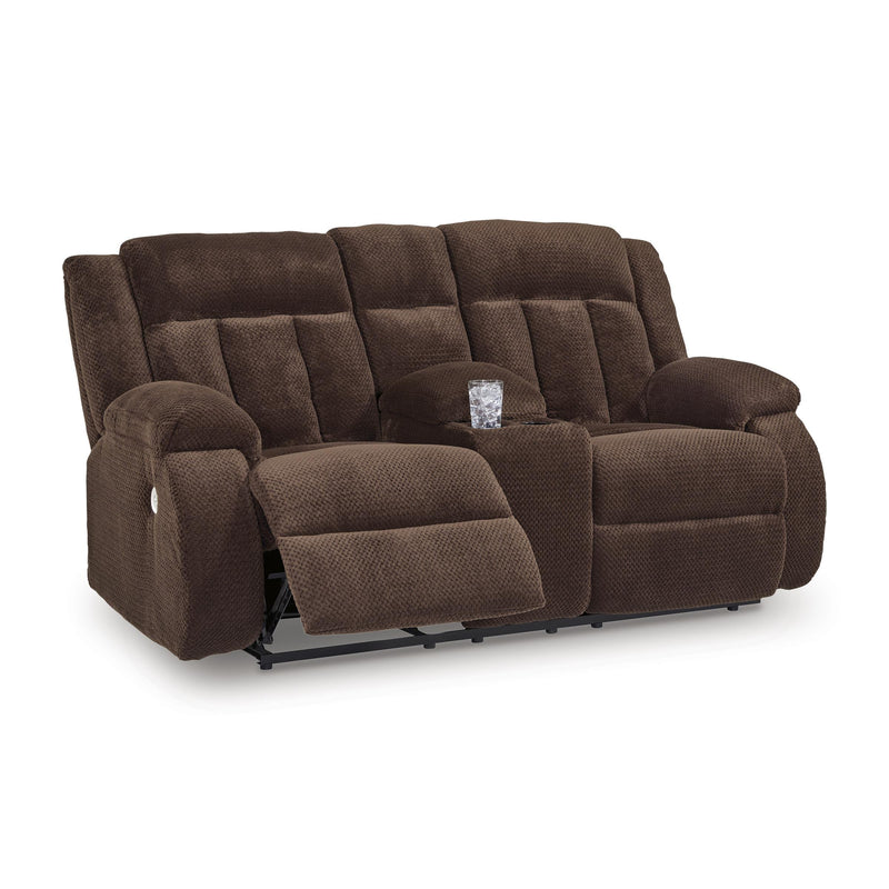 Signature Design by Ashley Free Wake PC2140696 Double Reclining Power Loveseat with Console IMAGE 1