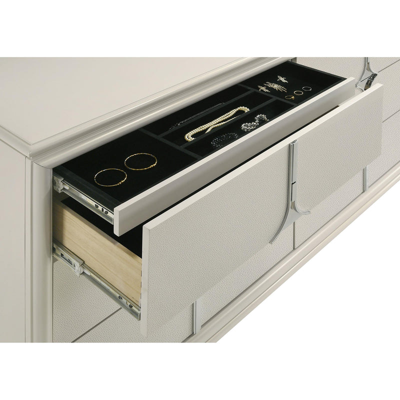 Coaster Furniture Olivia 224953M 6-Drawer Dresser and LED Mirror - Pearl White IMAGE 11