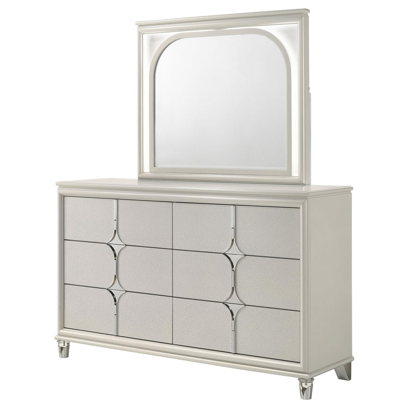 Coaster Furniture Olivia 224953M 6-Drawer Dresser and LED Mirror - Pearl White IMAGE 3