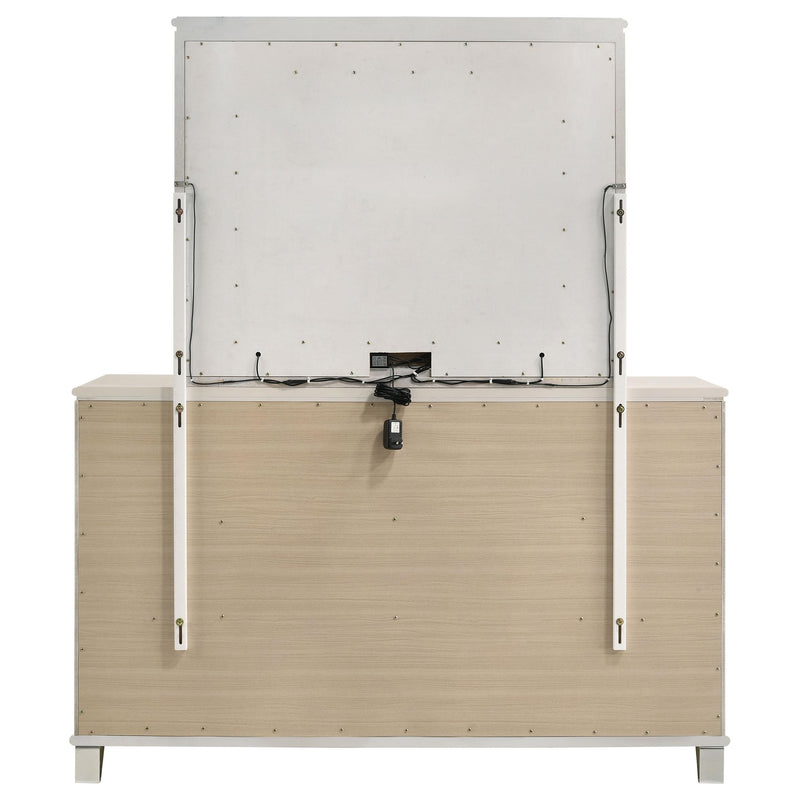 Coaster Furniture Olivia 224953M 6-Drawer Dresser and LED Mirror - Pearl White IMAGE 6