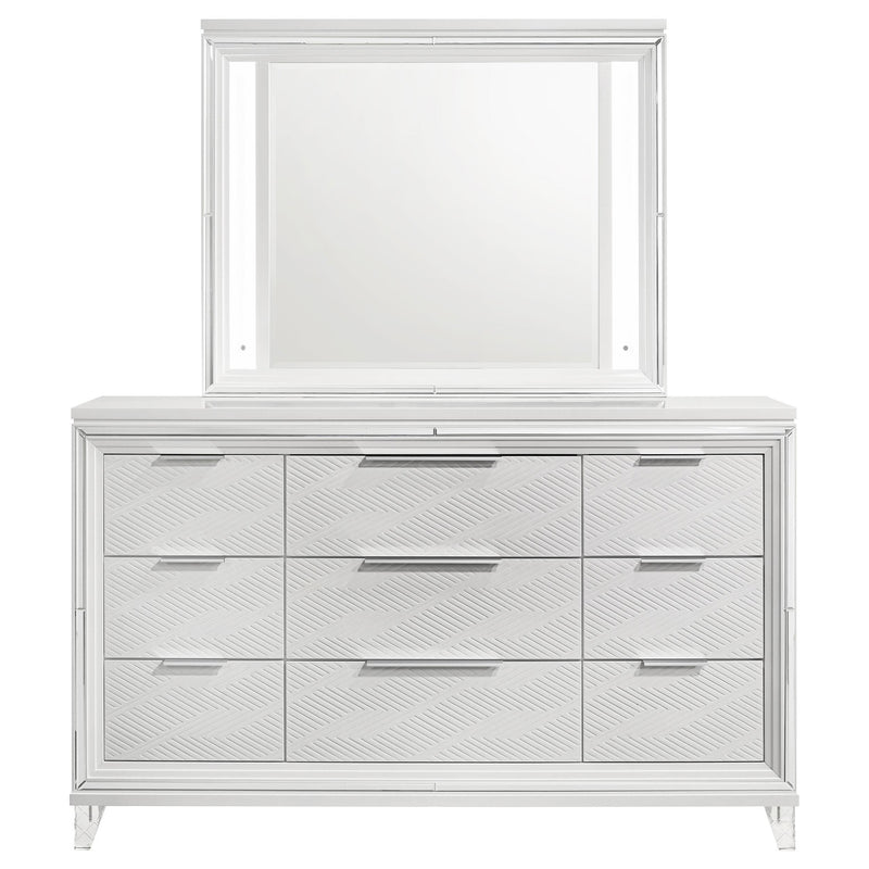 Coaster Furniture Marmore 224963M 9-Drawer Dresser and LED Mirror - White IMAGE 2