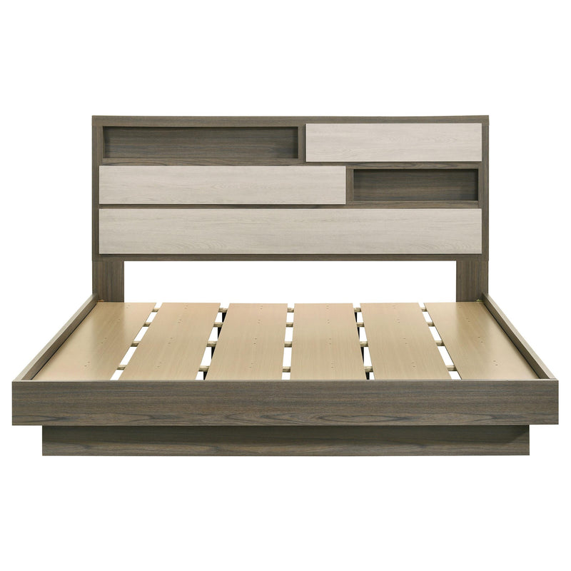  Coaster Furniture Fenwick 224981KE Eastern King Bed Bookcase Headboard - Grey Oak IMAGE 3