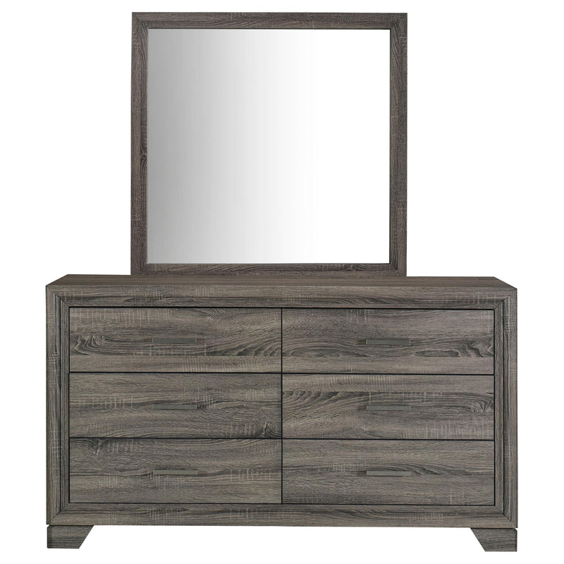  Coaster Furniture Wright 223343M 6-Drawer Dresser and Mirror - Brown Oak IMAGE 2