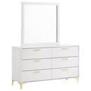  Coaster Furniture Kendall 224403M 6-Drawer Dresser with Mirror - White IMAGE 1