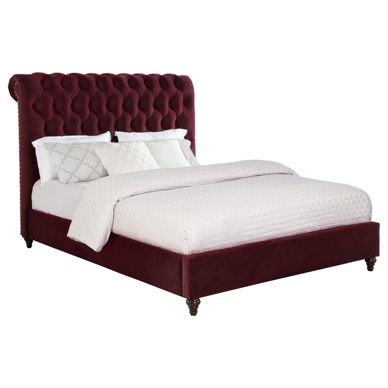  Coaster Furniture Devon 360341Q 57-inch Upholstered Queen Panel Bed - Wine Red IMAGE 2